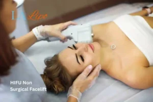 Woman having Hi-Fu to reduce wrinkles Longbridge.