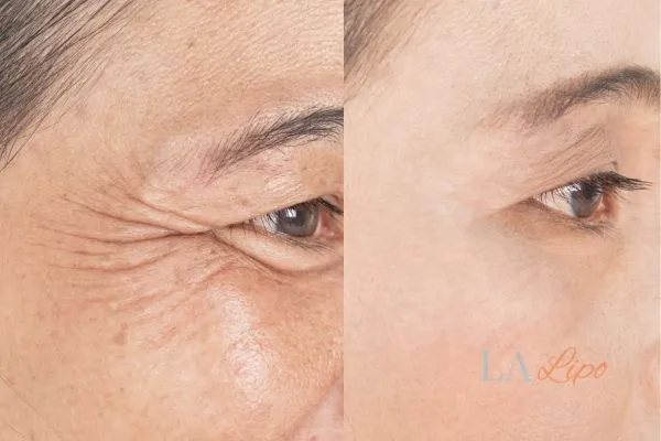 Before and after results of woman - HI-fu wrinkles reduction treatment Longbridge